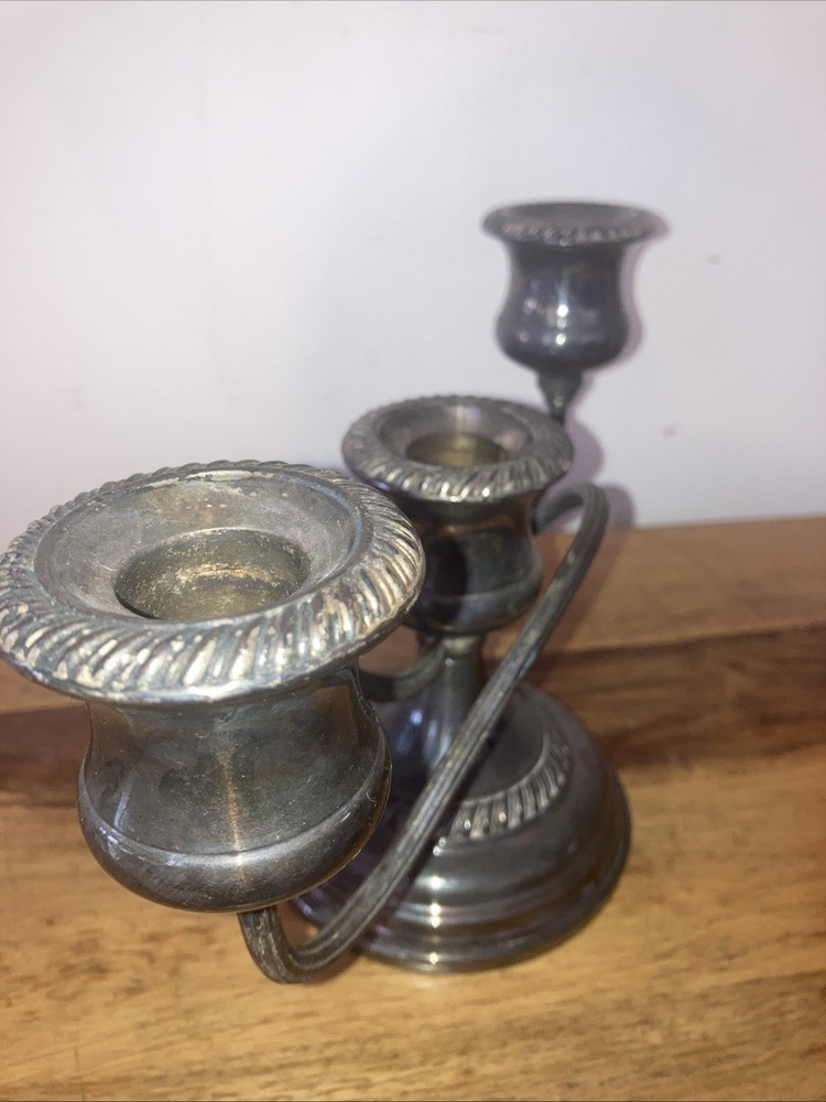 Silver Plated Ianthe Style Candelabra Double Arm For Three Candles