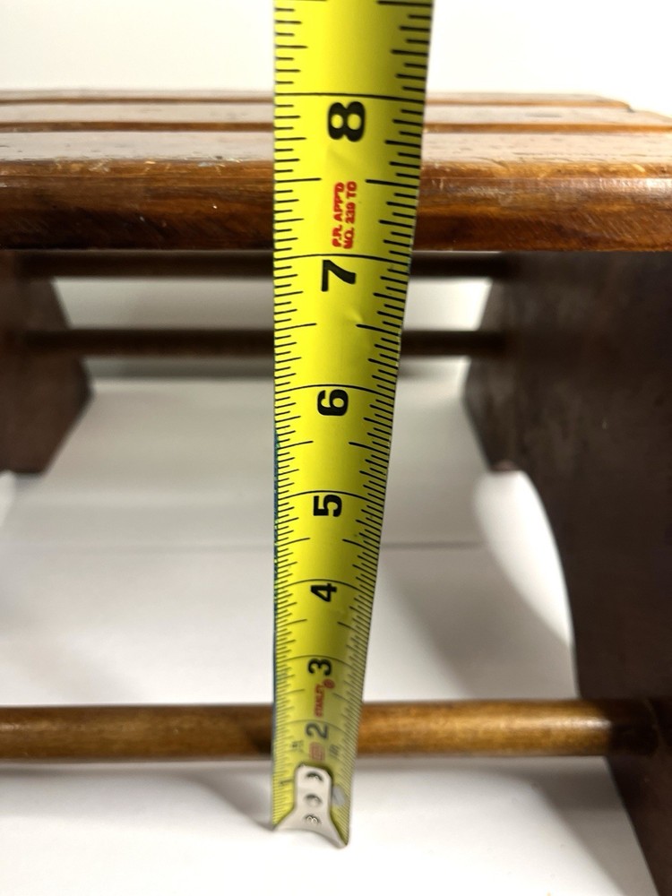 Vintage Handcrafted Oak Wood Step Stool Primitive Distressed Solid Foot Bench