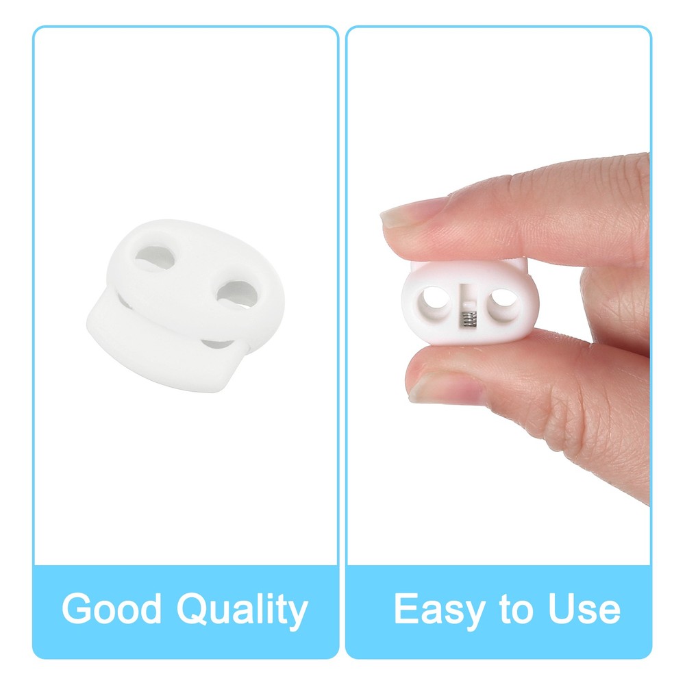 20Pcs Plastic Spring Cord Locks Shoe Lace Tie Lock White