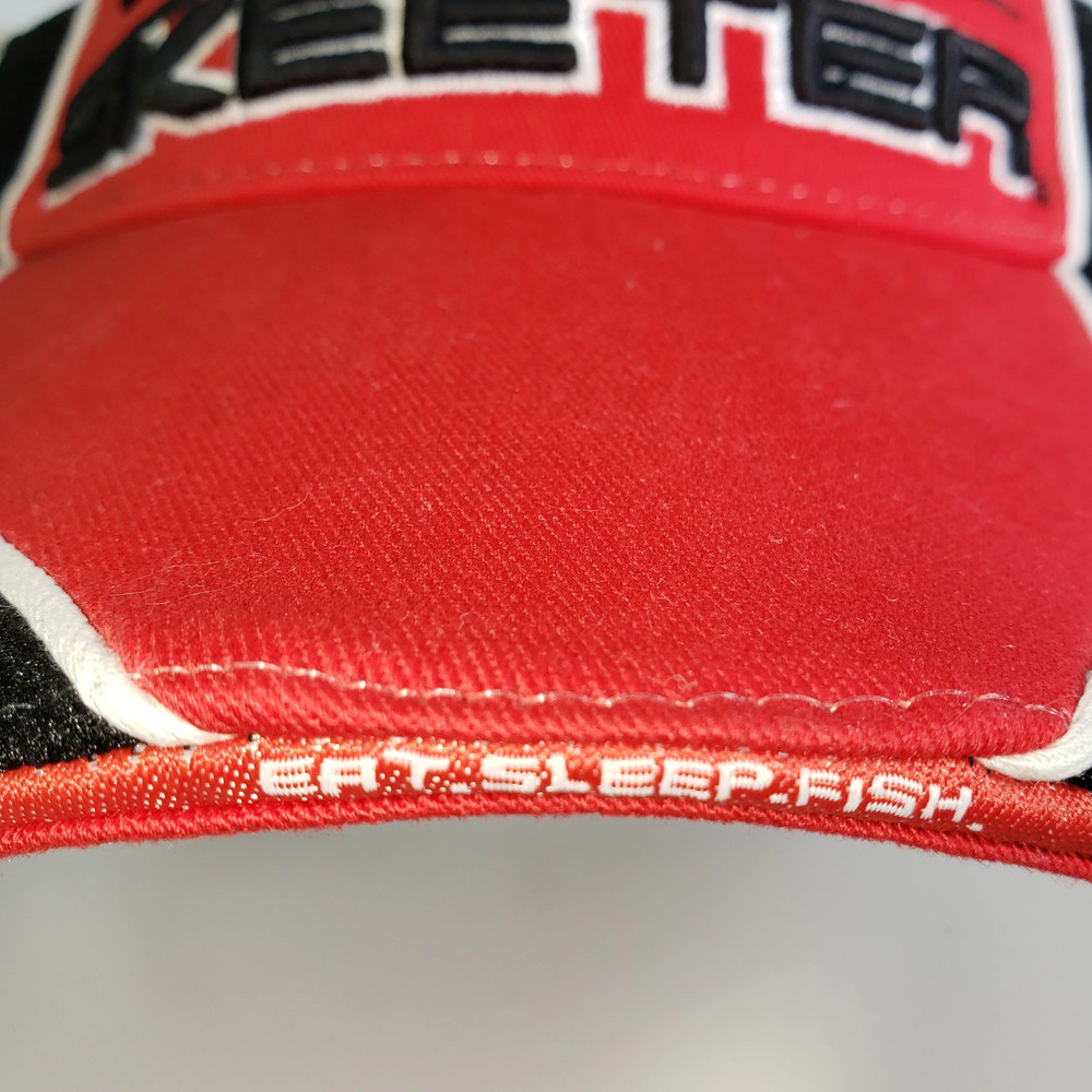 New Authentic Skeeter Visor Adjustable Red/ Black Down Center/ Eat Sleep Fish on