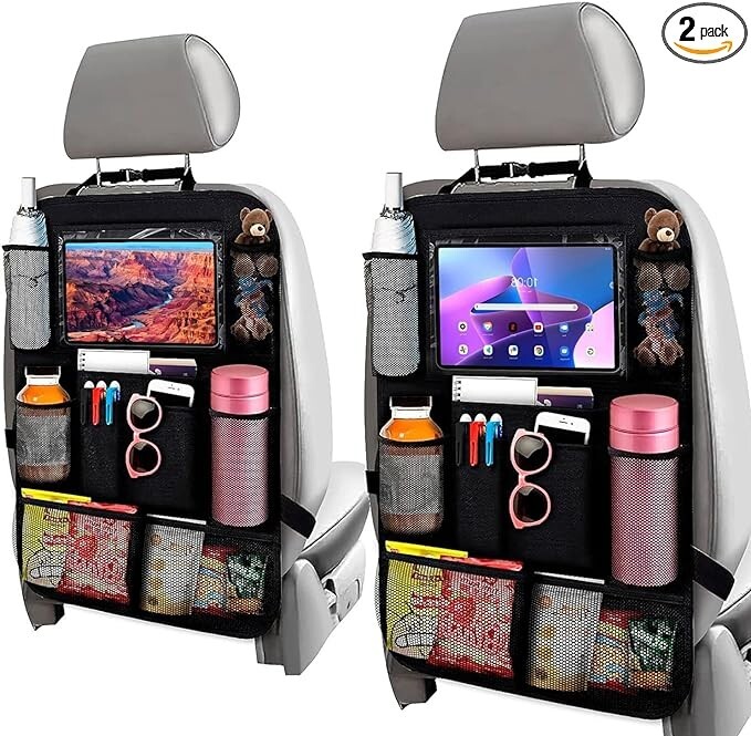 Car Back Seat Organizer with Touch Screen Tablet Holder 8 Storage Pockets