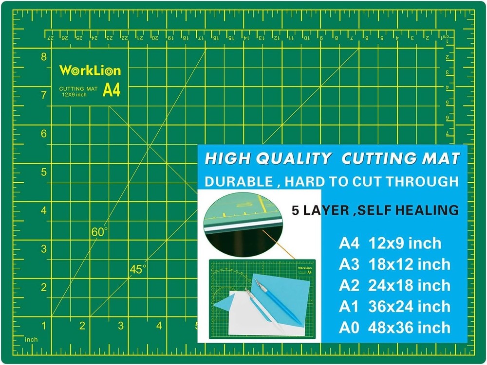 Durable 12" x 9" Precision Cutting Matt with Gridded Angles for Seamless Crafts
