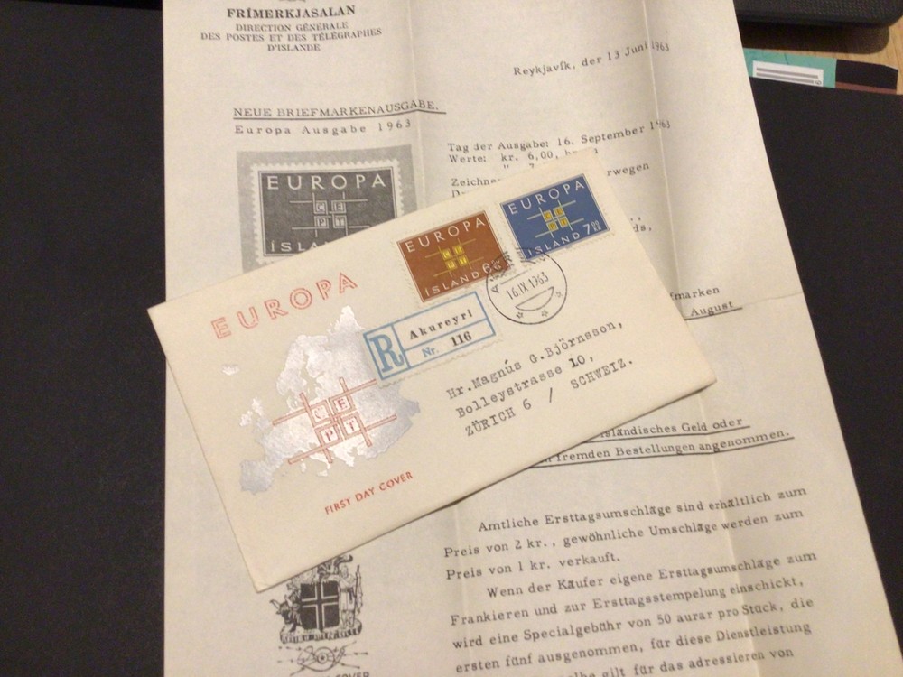 Iceland 1963 Europa Registered first day cover Ref 60357