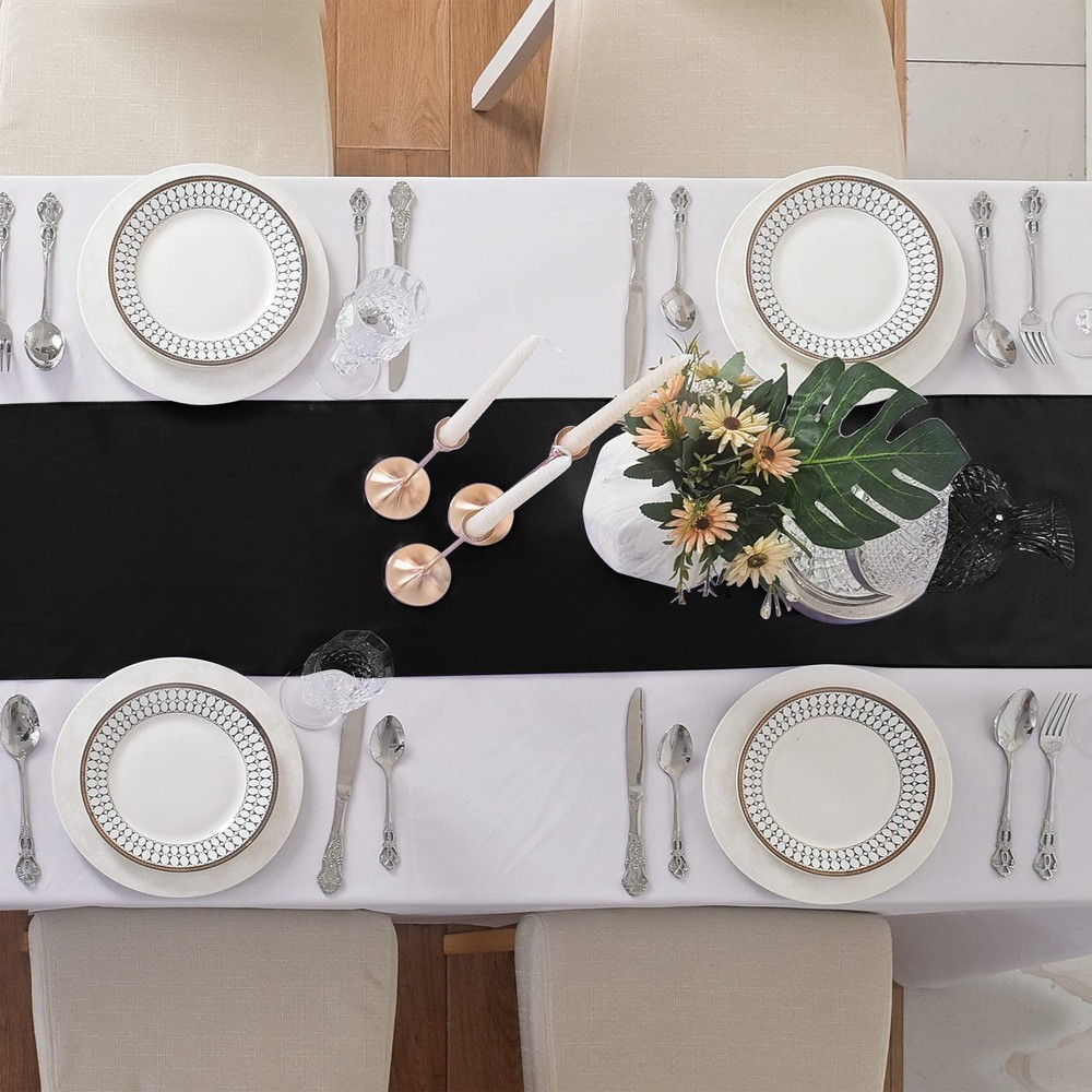 12Pack Table Runner 12 x 108 Inches Satin Silk Table Runner for Wedding, Birt...