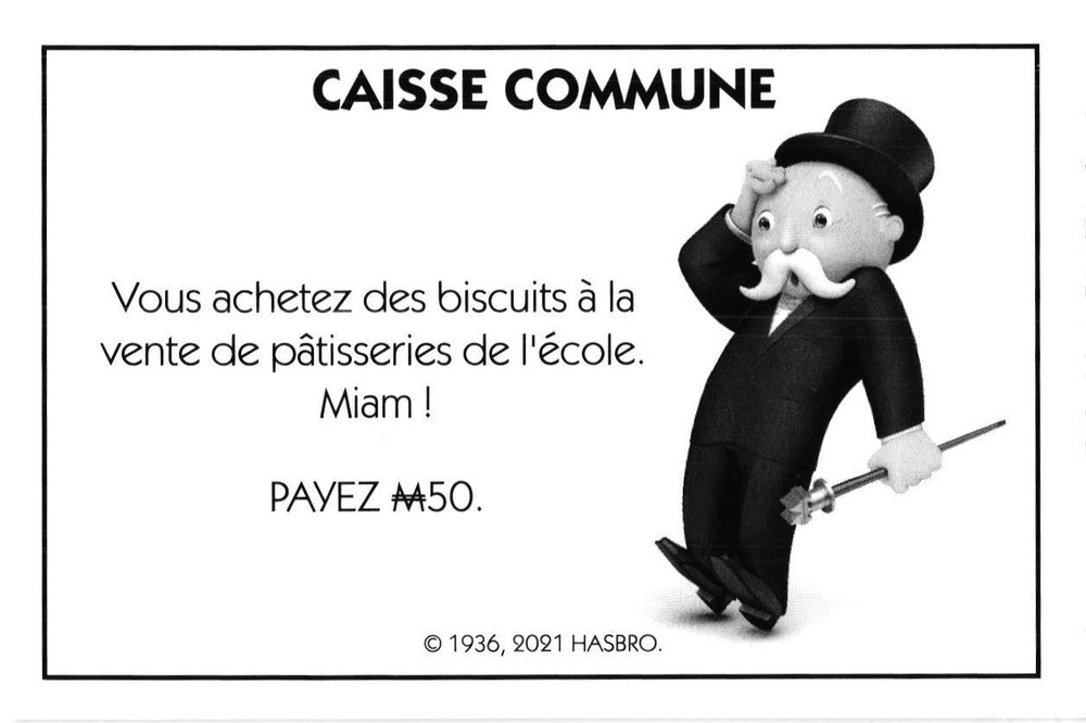 Carte Monopoly Caisse Commune