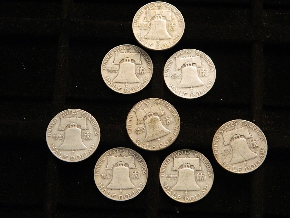 20 - 1950's Mixed Dates 90% Silver Franklin Half Dollar