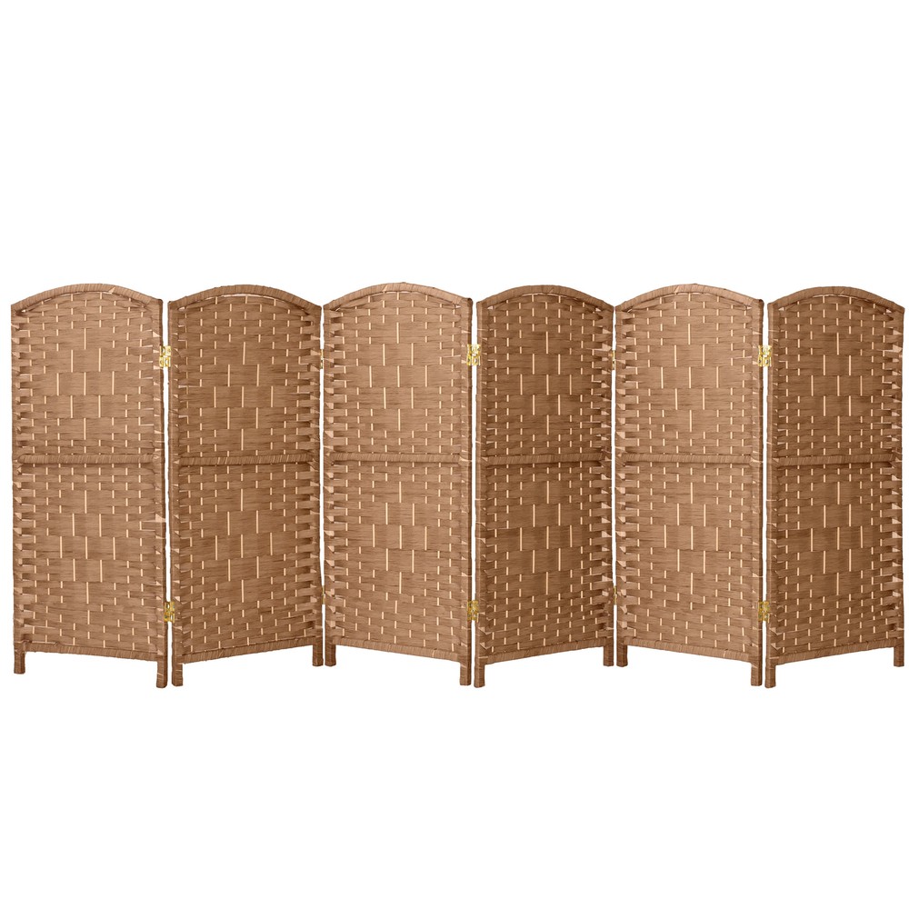 3 ft. Short Diamond Weave Fiber Folding Screen - Natural - 6 Panel