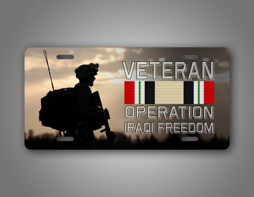 Operation Iraq Freedom Veteran License Plate/ US Military Army Auto Tag