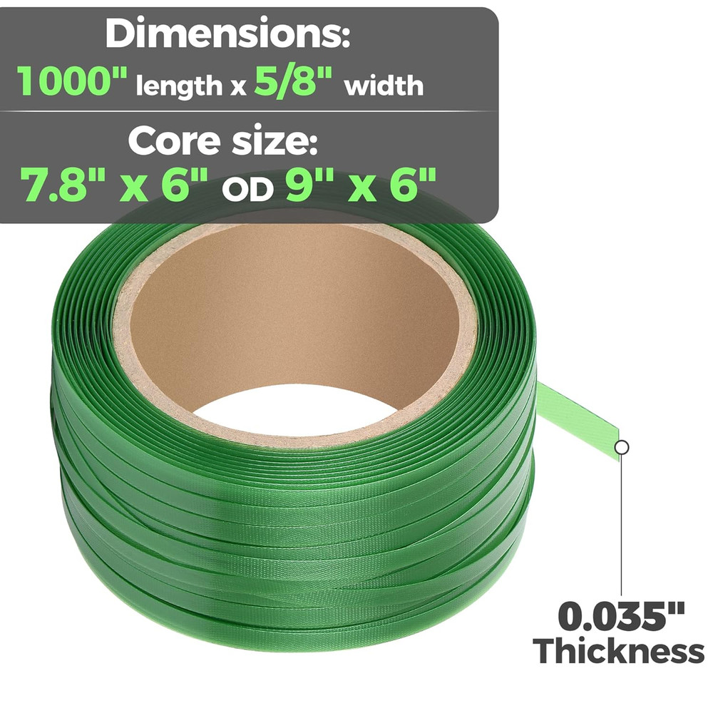 Heavy Duty Packaging Strapping Banding Roll - Green Polyester PET Industrial-Gra