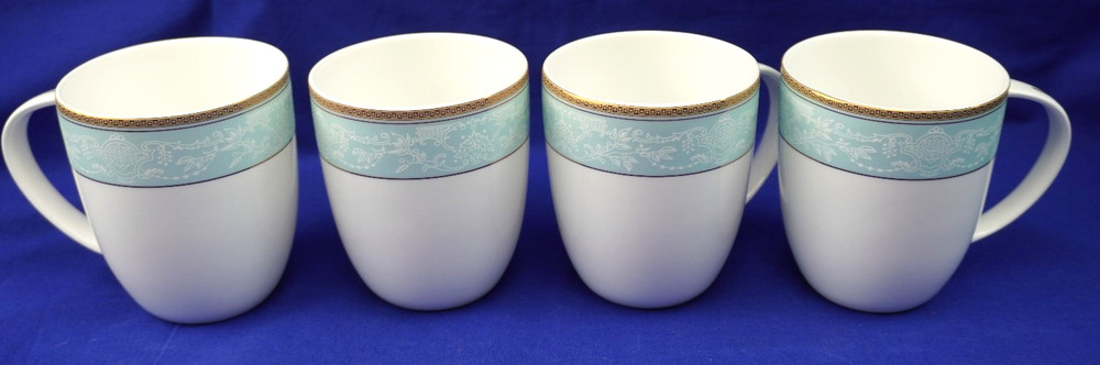 Wpslnwo Fine Bone China Classic Relief Pattern (4) MUGS, 4" (G45)