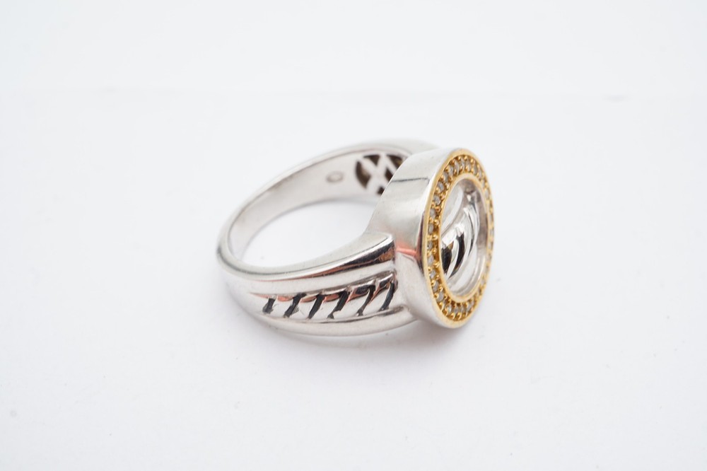 Sterling Silver 925 Diamond Ring Textured Size 7.25