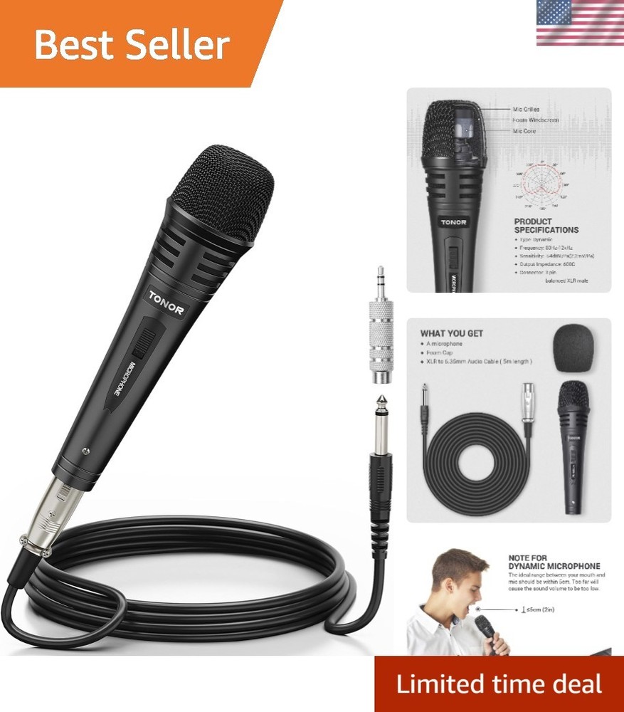 Studio-Quality Handheld Karaoke Microphone - Mute Function & XLR Cable