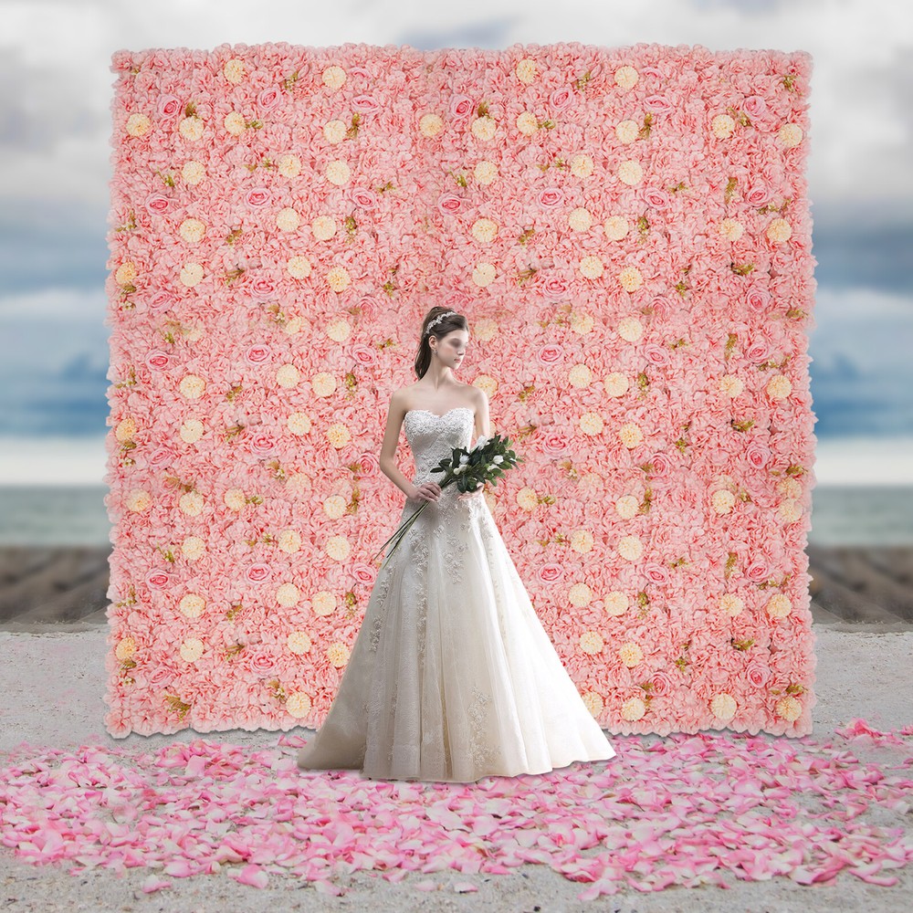 12pcs Flower Wall Panel Artificial Flower Wall Background Silk Rose Wedding