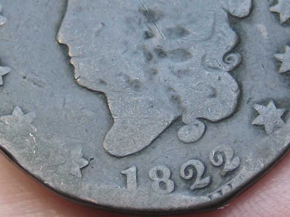 1822 Matron Head Large Cent Penny- Octagonal Shape, About Good Details