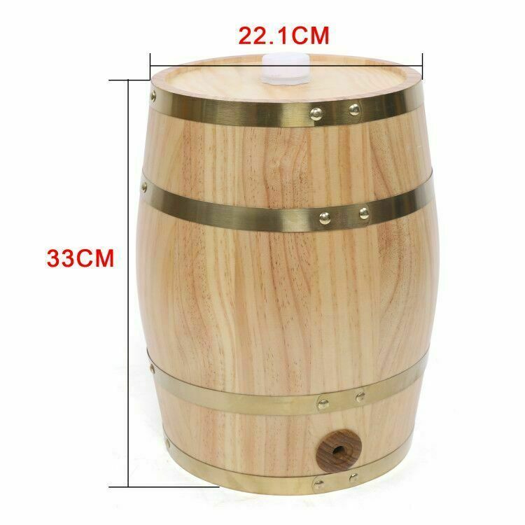 10L Pine Wood Barrel for Wine & Whiskey Storage - Stylish & Durable