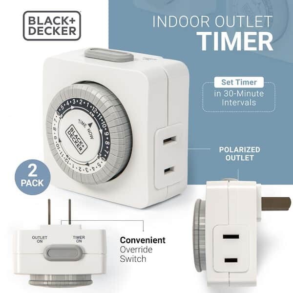 BLACK+DECKER Indoor Light Programmable Outlet Timers Analog Timer Outlet 2-Pack