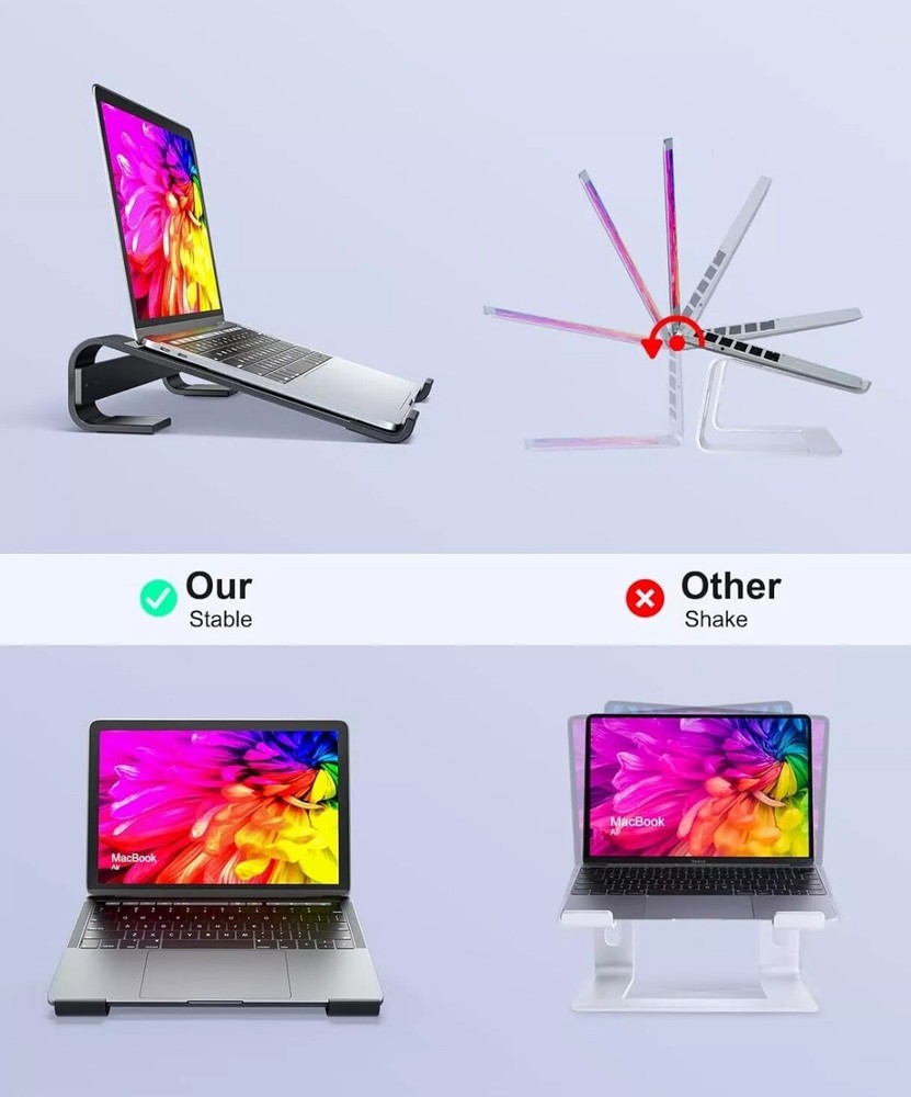 Soqool Laptop Stand for Desk, Ergonomic Detachable Riser, D-Black OPEN BOX