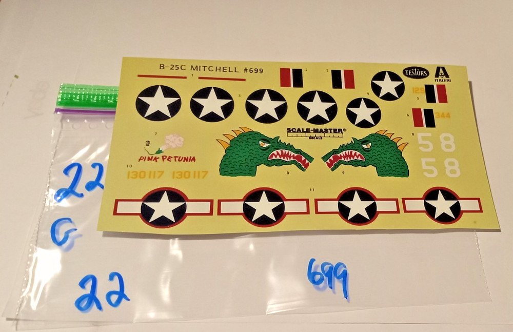 B-25C Mitchell  Decals only 1/72 scale Package # 22  READ DESC"!!!!!!!!!!!!