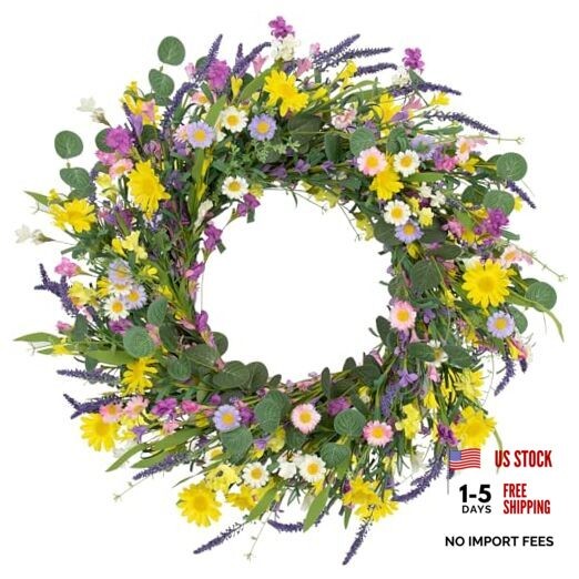 Spring Wreaths for Front Door 22 Inch Artificial Summer 22 inch Multicolor