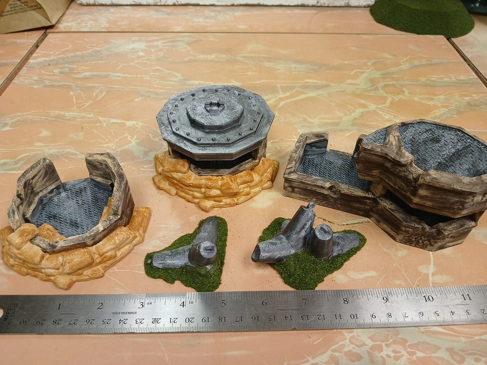 7 Pc Painted Bunker Set Tabletop Terrain TTRPG Miniature Wargaming 28mm
