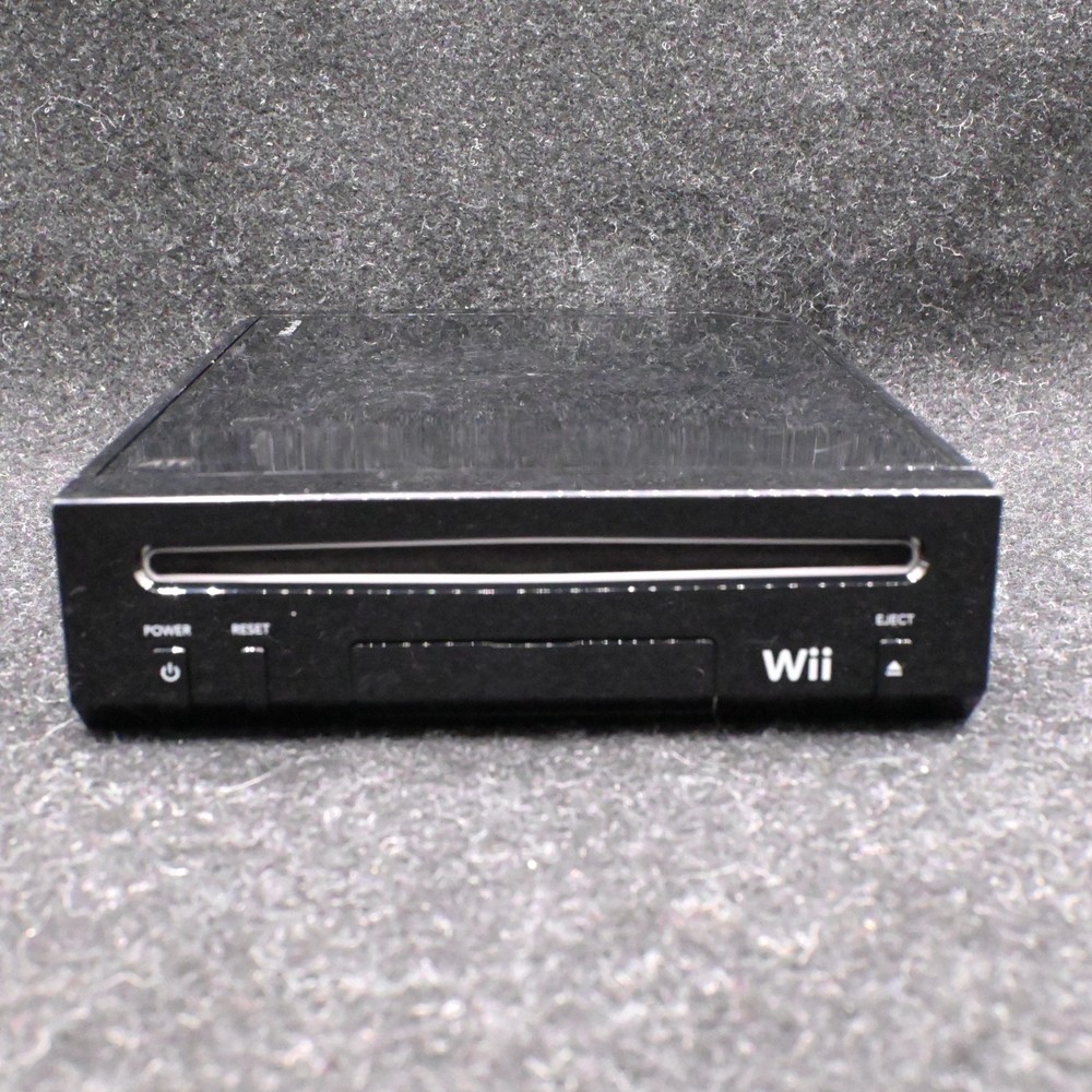 NINTENDO WII BLACK CONSOLE RVL-101 BUNDLE W/ CONTROLLER NUNCHUK SENSOR & CABLES