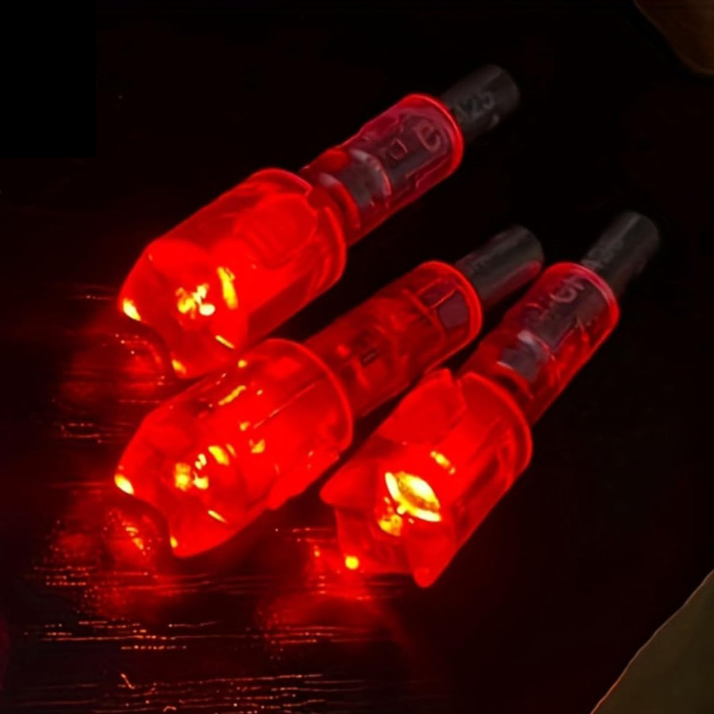 Bgary LED Lighted Archery Nocks w/ .302" Inside Diameter - Red - 6 Pack
