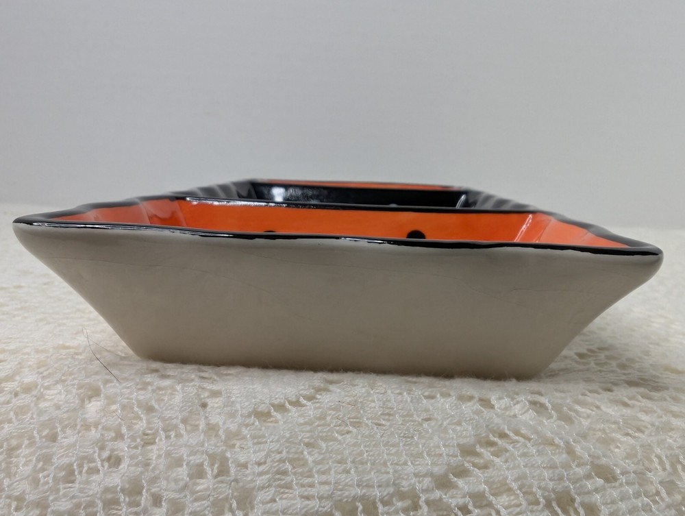 3 Section Serving Dish Halloween Tii Collections Ceramic Handmade Ghost Pumpkin