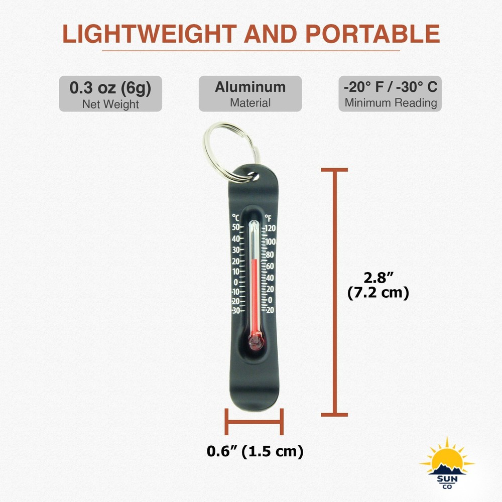 Sun Company Brrr-ometer - Snowsport Zipperpull Thermometer - (Black)
