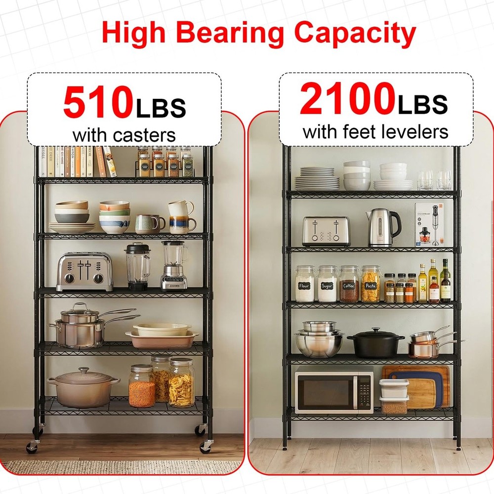 Heavy Duty Wire Shelving 6 Tier Storage Rack