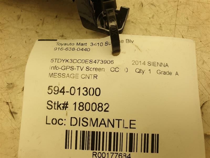 11-14 TOYOTA SIENNA UPPER DASH INFOTAINMENT DISPLAY SCREEN