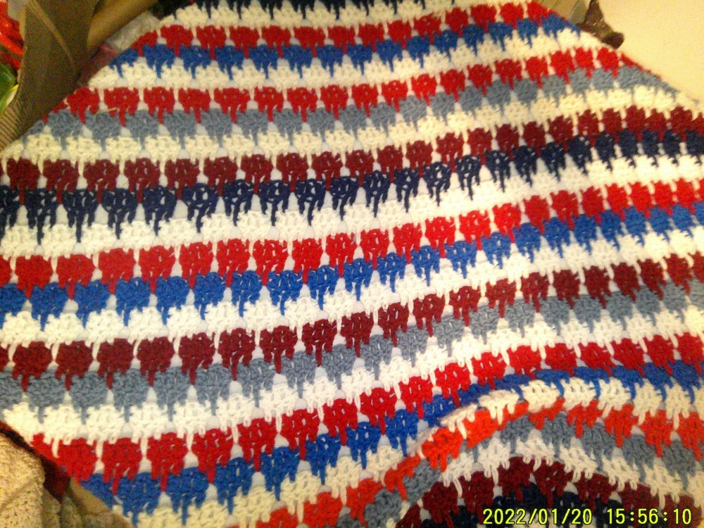 VINTAGE HANDMADE CROCHETED AFGHAN THROW BLANKET MULTI COLORS