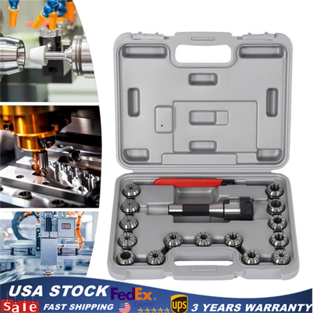 15Pcs ER32 Collet Set R8 Shank Chuck Tools for Milling Machine, Lathe, Drilling