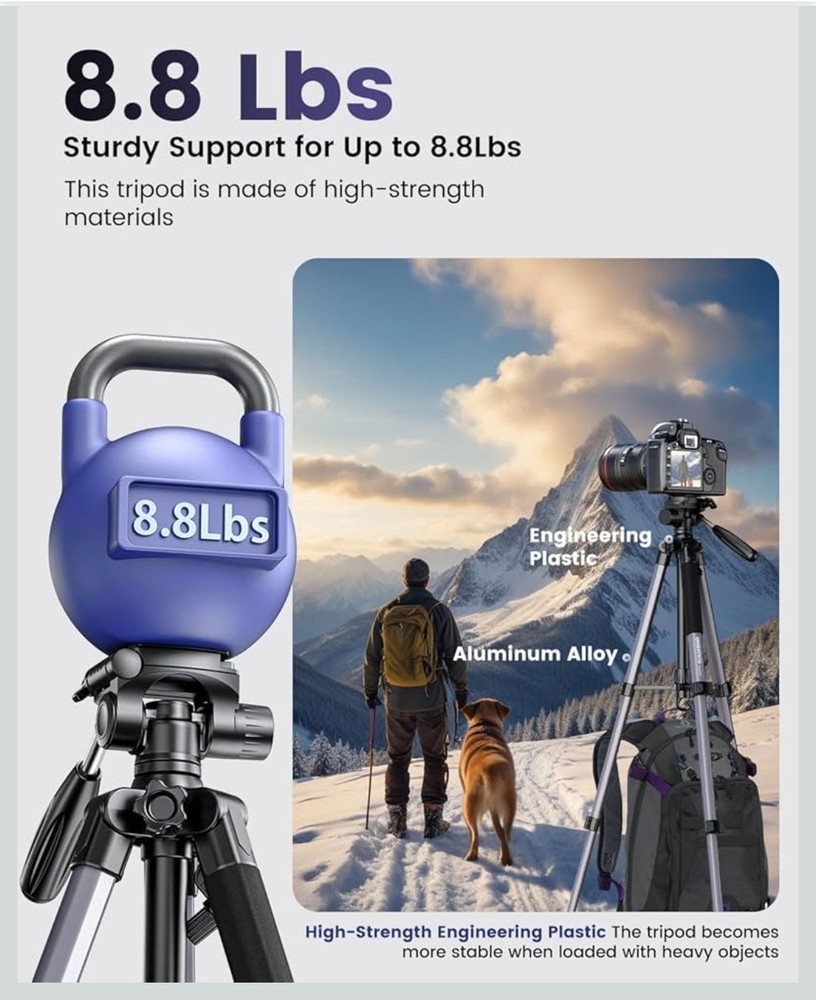 Trípode de 74 pulgadas, trípode profesional de aluminio