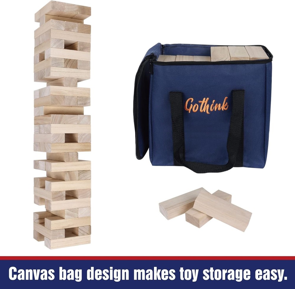 GOTHINK Giant Tumble Tower Game, Large Tumbling Stack to Over 3.2FT