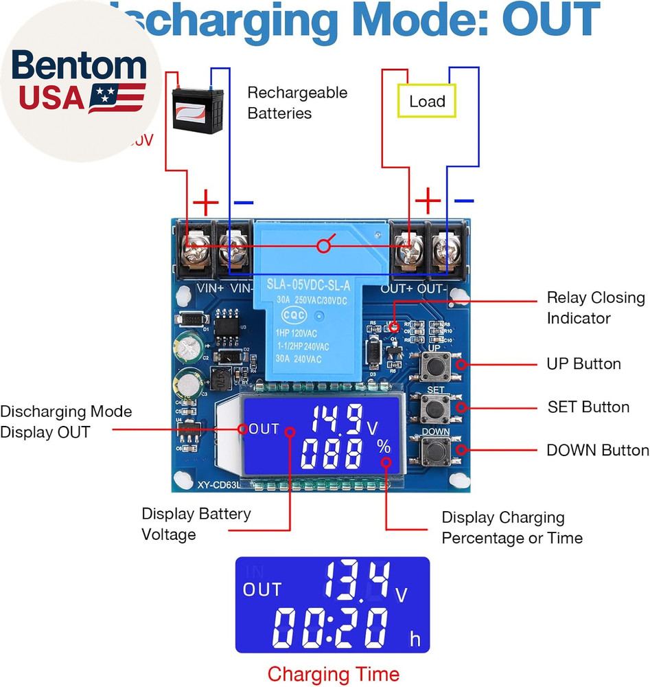 Low Voltage Cutoff Controller DC 6-60V 30A Low Voltage Disconnect Protection Mo