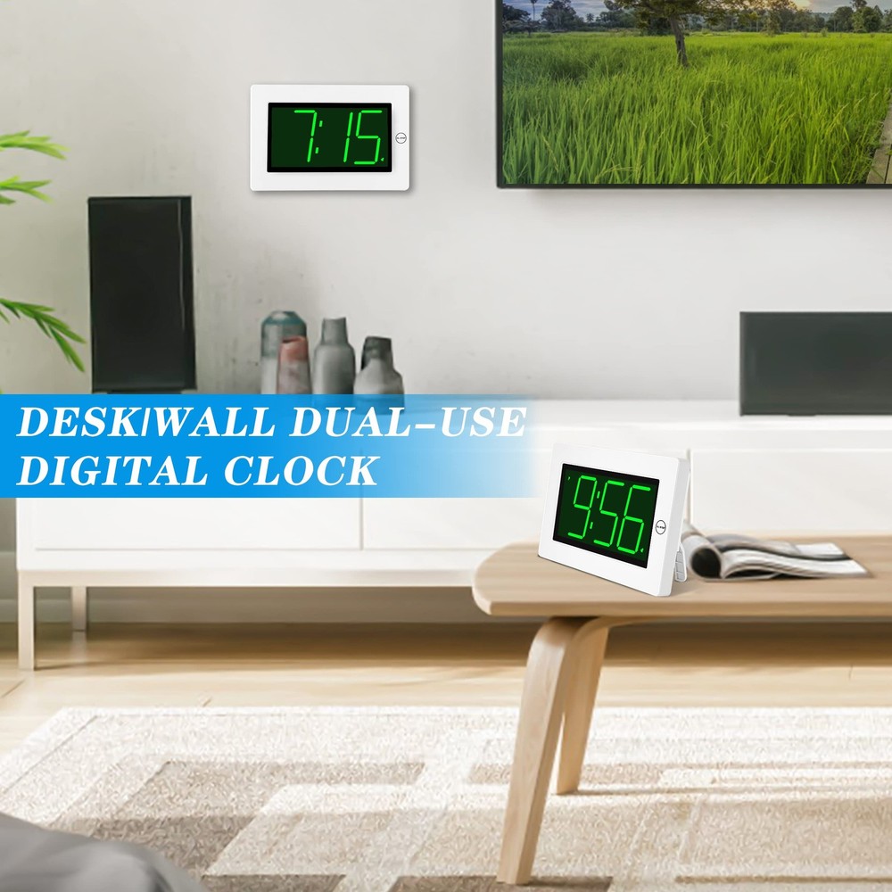 LED Digital Clock, Alarm Clock, Wall Clock, 3" LED Digit Display, Adjustable ...