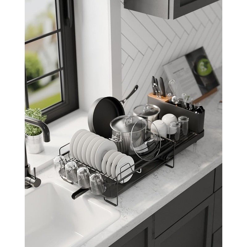 Adjustable Expandable Dish Drying Rack Anti-Slip Rustproof Kitchen Organizer New