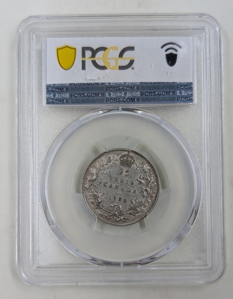 1930 Canada 25 Twenty Five Cents AU53 PCGS Graded