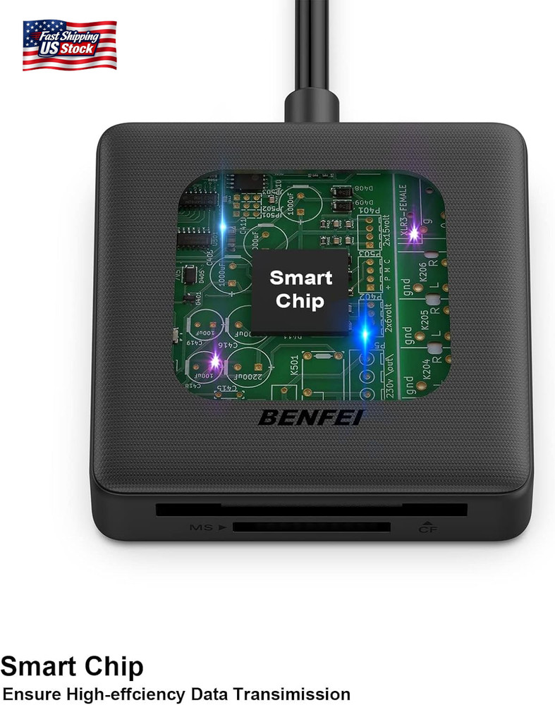 Memory Card Reader, BENFEI 4In1 USB 3.0 and USB-C to SD Micro SD MS CF Card Read