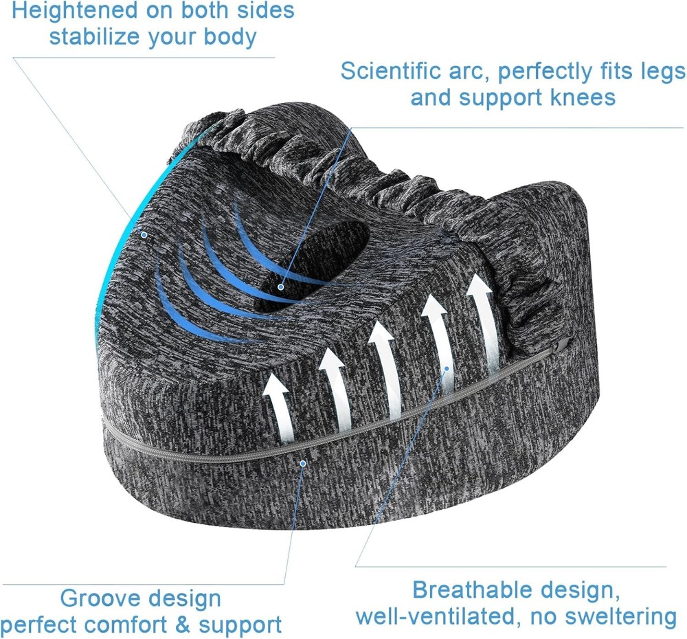 Leg Pillow, Knee Pillow for Side Sleepers, Pillows Sleeping, Grey