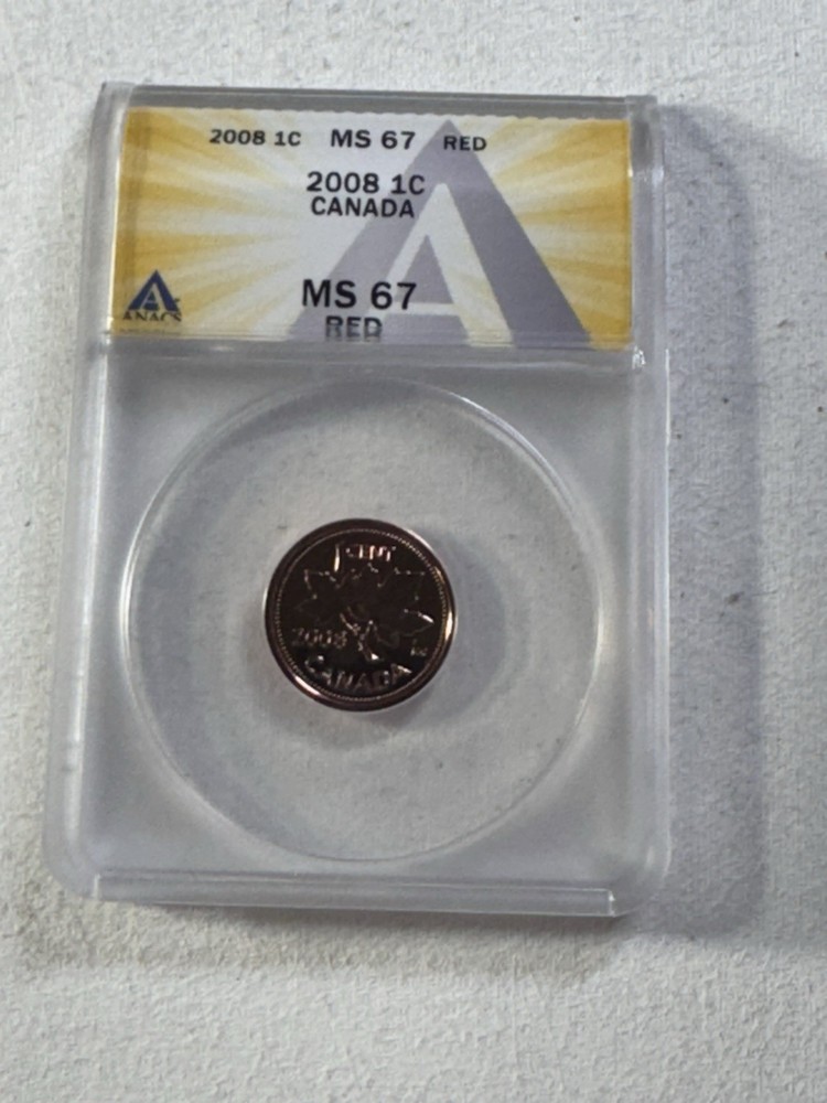 2008 Canada 1 Cent Graded MS 67 RD by ANACS