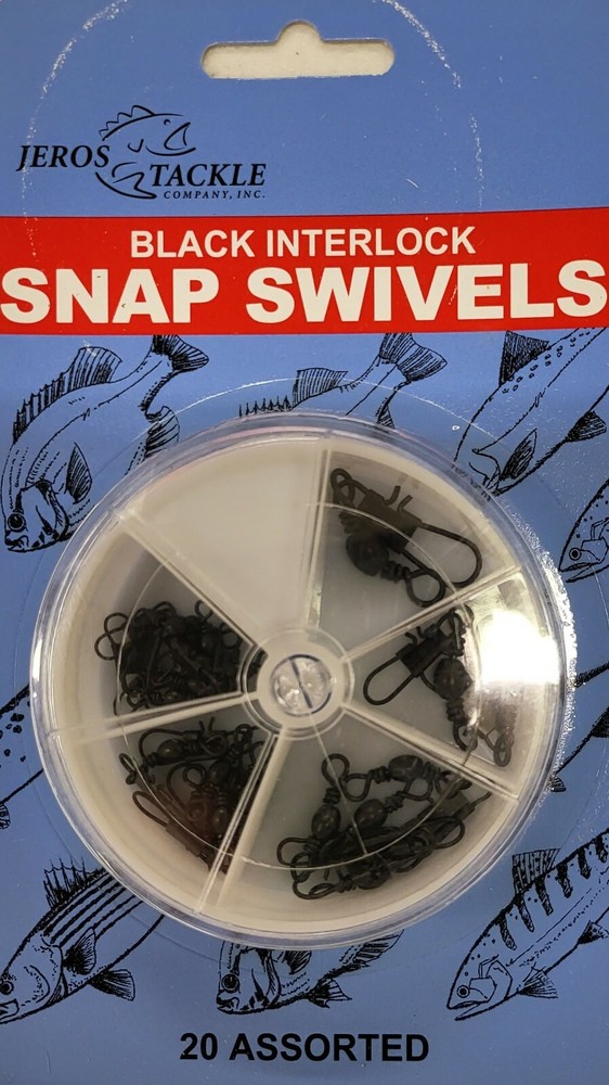 Jeros Tackle 20 Assorted Black Snap Swivels