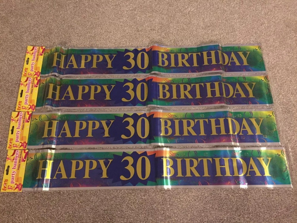 Happy 30th Birthday Banners X4 BNIP