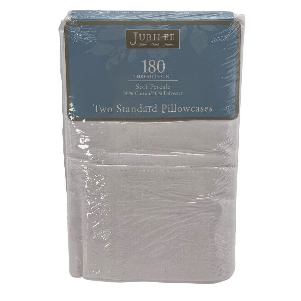 Jubilee 180 Thread Count Soft Percale Two Standard Pillowcases Cotton Polyester