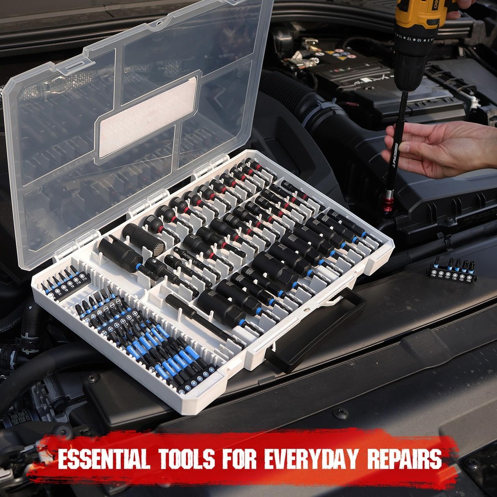 80-Piece Premium Magnetic Impact Nut Driver Set Metric & SAE with Socket...