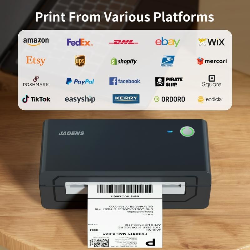 JADENS Shipping Label Printer, Bluetooth Wireless Thermal Label Printer