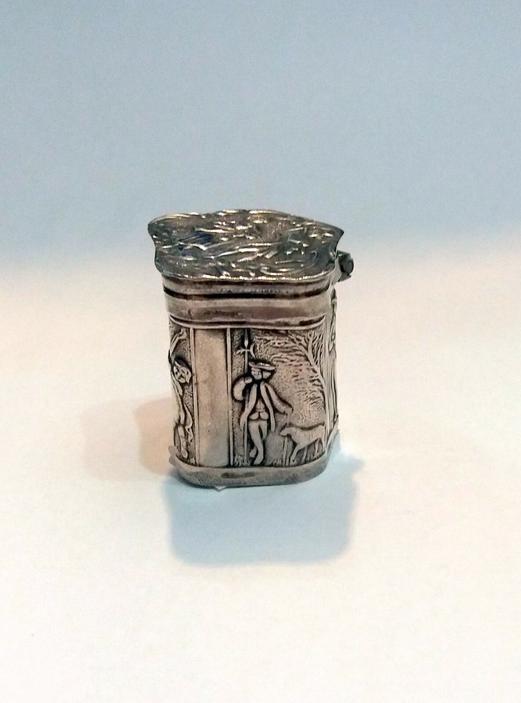 Antique Dutch Silver Box with a Cuboid Shape.
