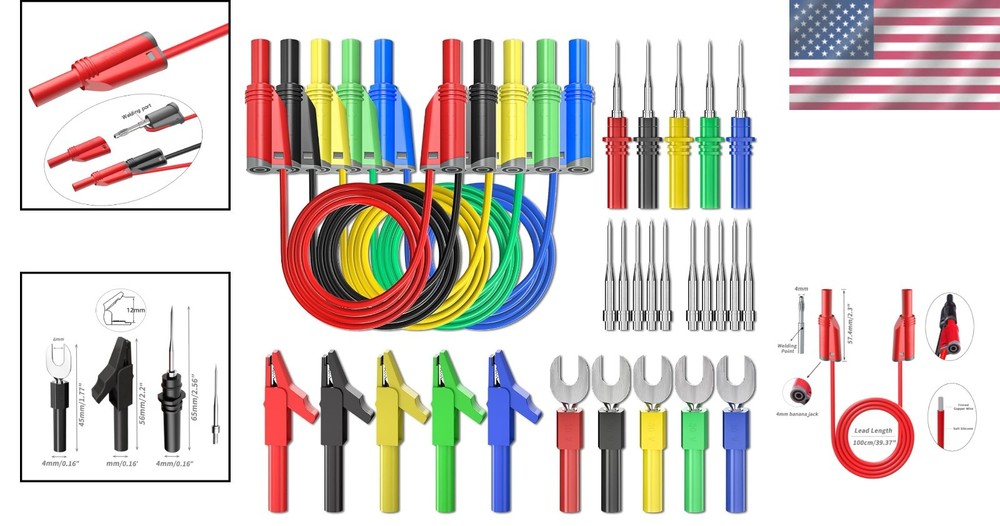Durable Stackable Banana Plug Electrical Testing Kit with Versatile Accessories