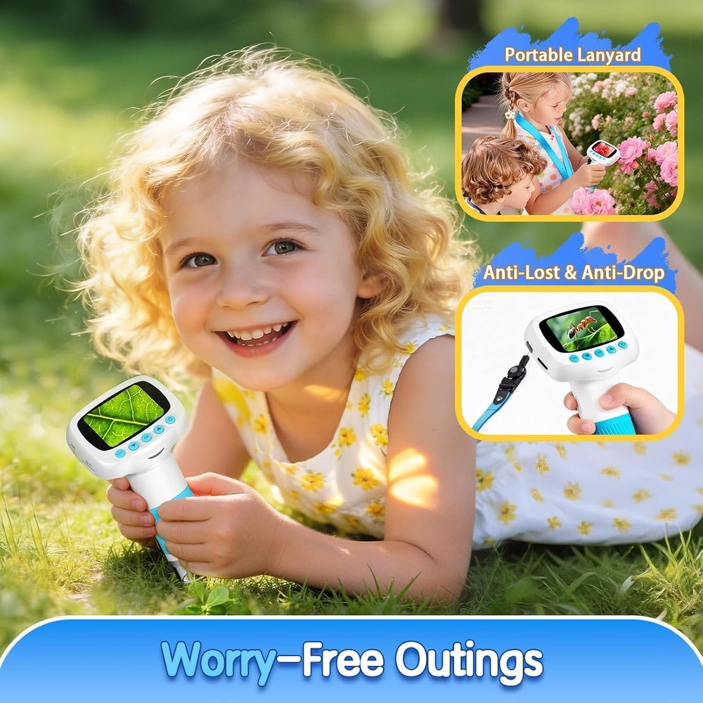 Microscope for Kids & Video Camera, Kid Science Toys，Handheld Digital Microsc...