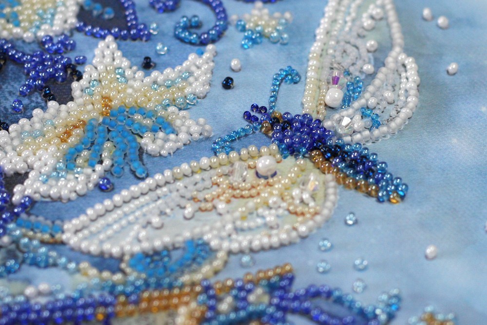Bead Embroidery Kit DIY "White magic" Beaded Needlepoint Craft Set